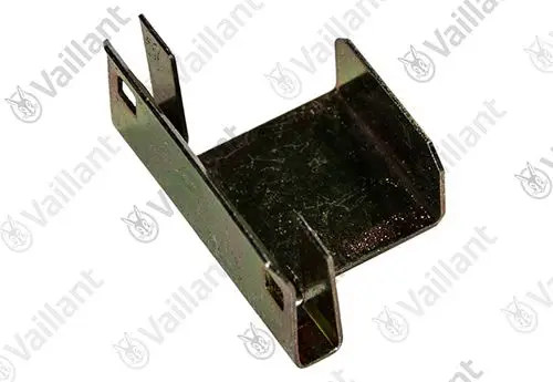Metallklips von Vaillant, rechteckige Form mit offenen Seiten, zum Befestigen oder Halten von Komponenten in Heizungsanlagen.